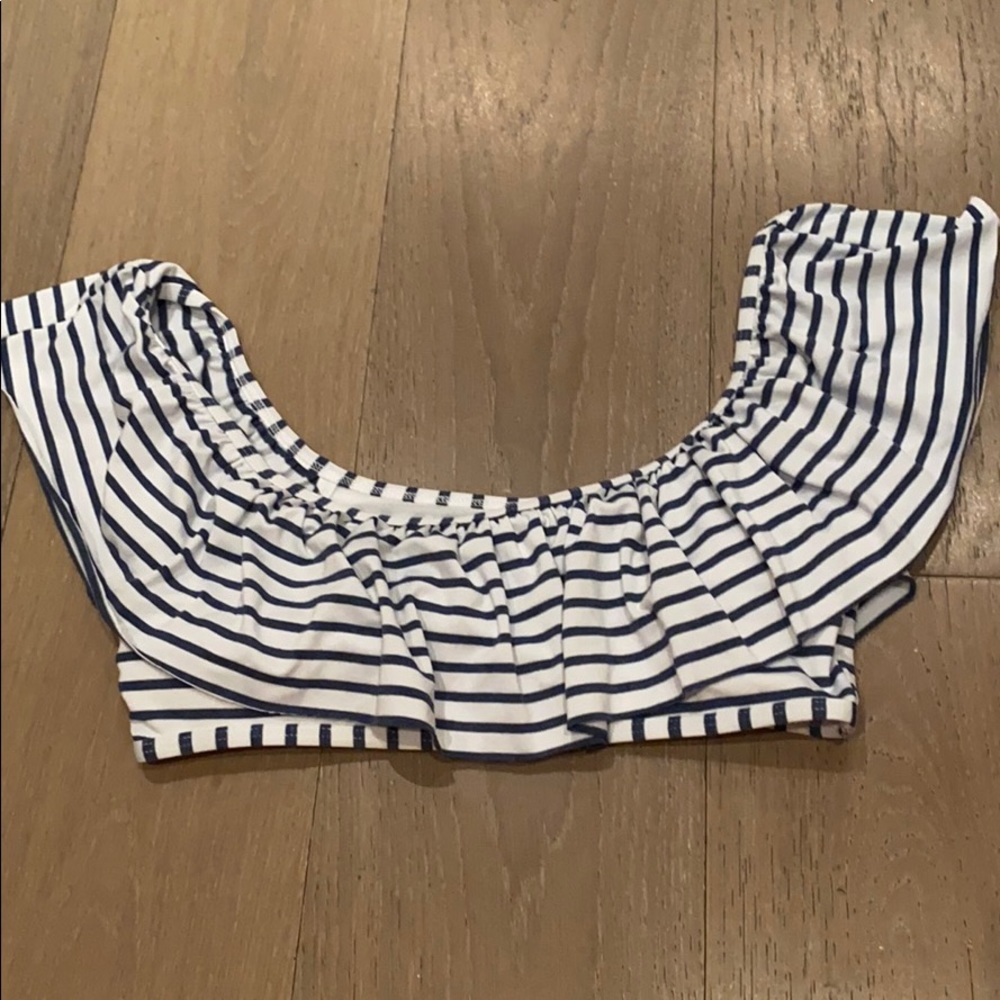 Splendid Stripe Ruffle Bikini Top sz L